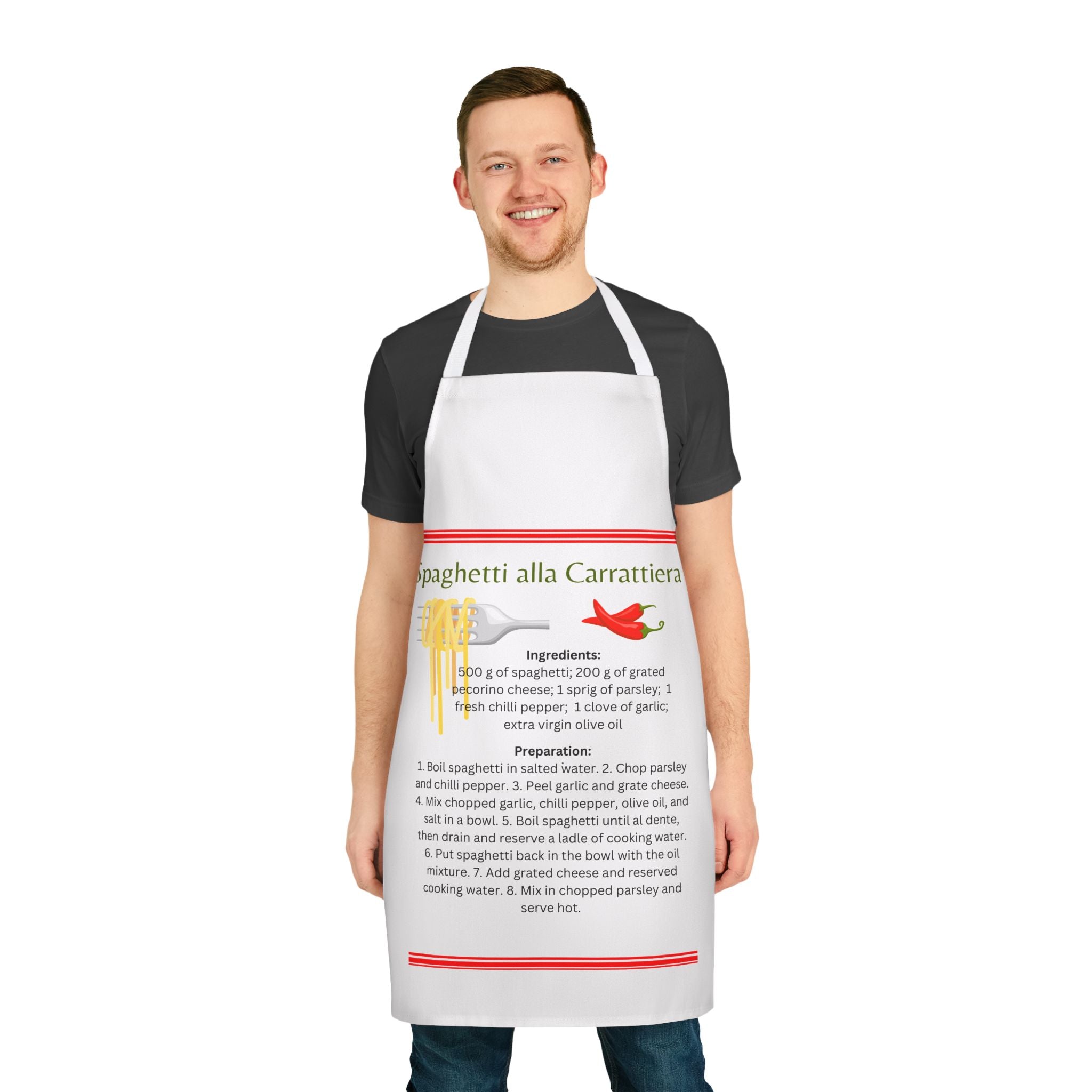 Apron with Sicilian Pasta Recipe - with Chillie and Garlic - alla Carrattiera