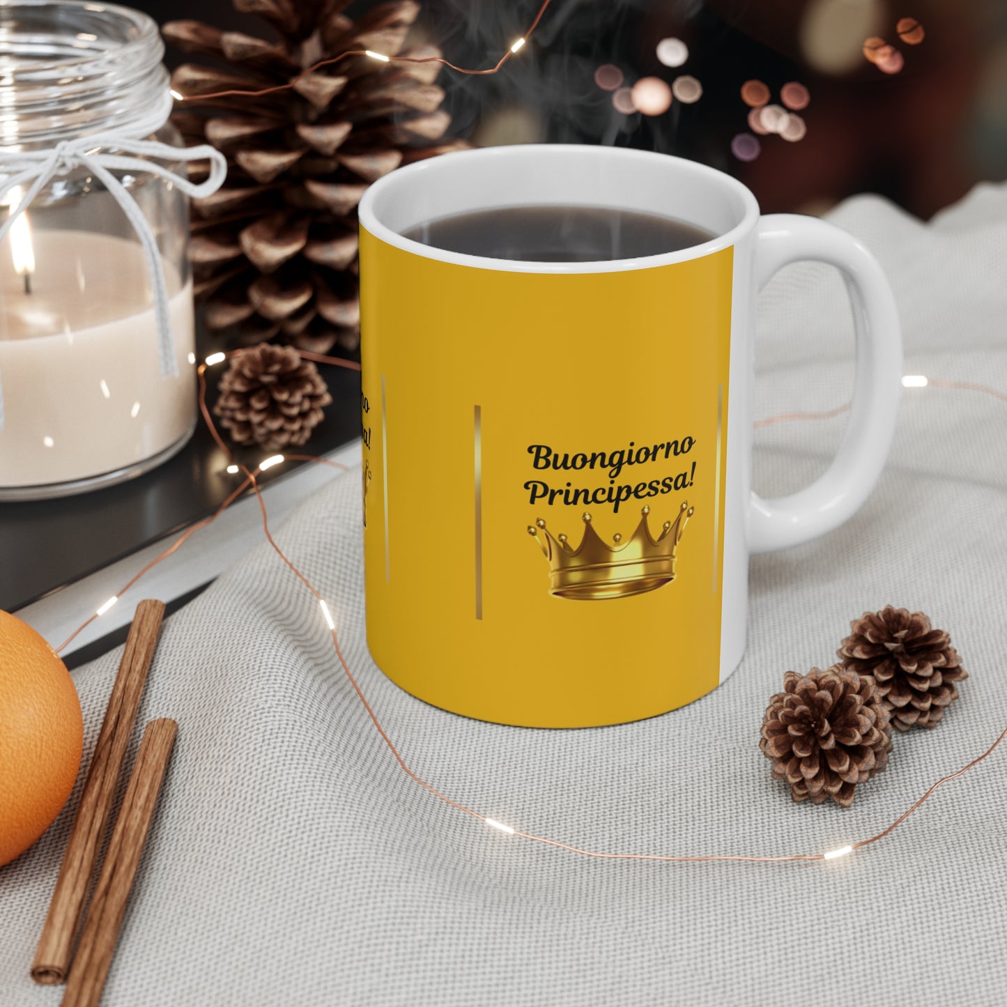 Buongiorno Principessa! Ceramic Coffee Mug — Yello Capuccino Mug (11oz)