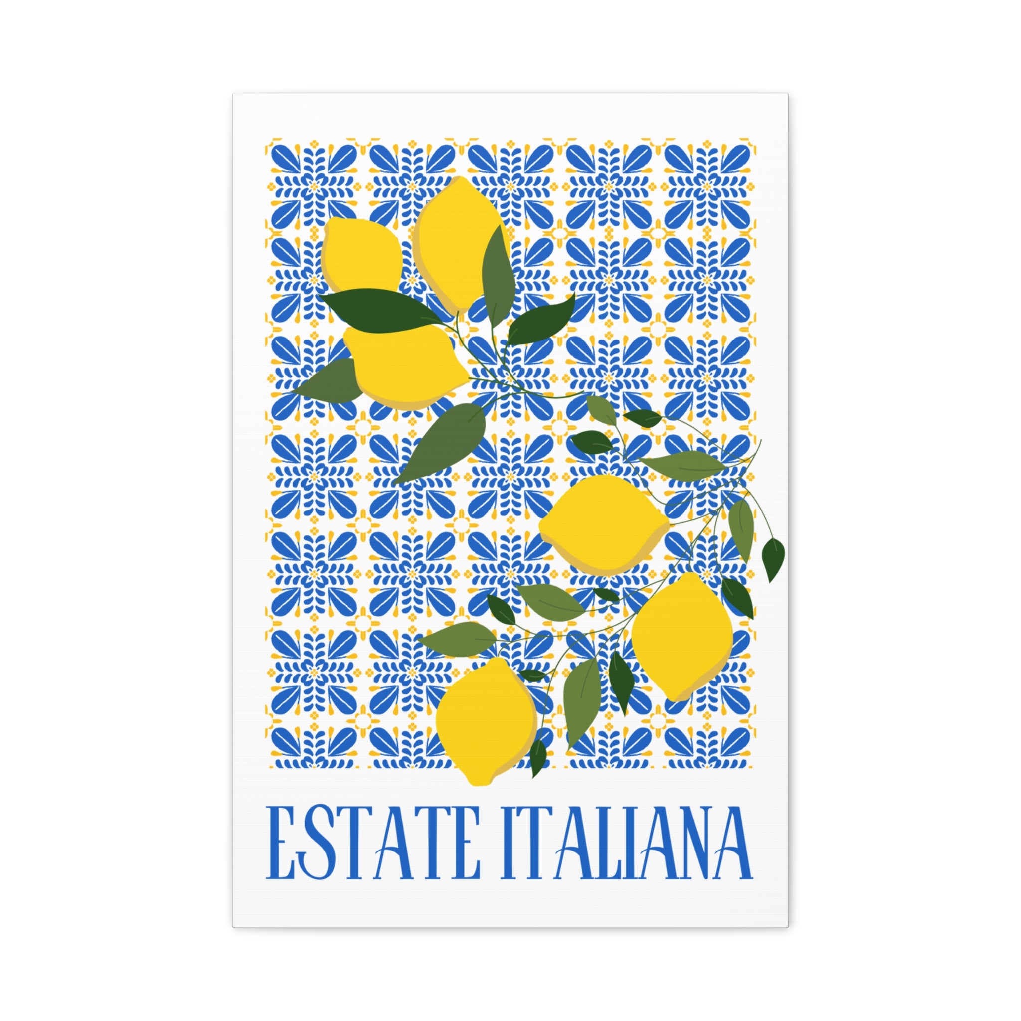 Estate Italiana - Italian Summer - Canvas Print - with decorative lemons and majolica tiles Decorative Wall Art