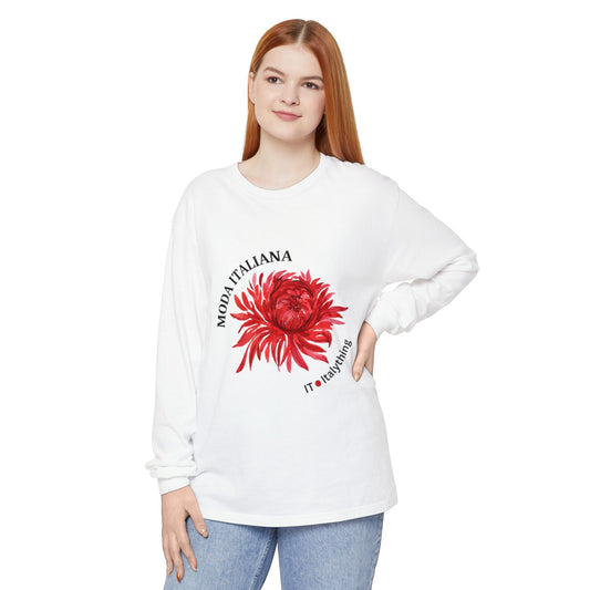 Floral Design Long Sleeve T-Shirt - Moda Italiana Design
