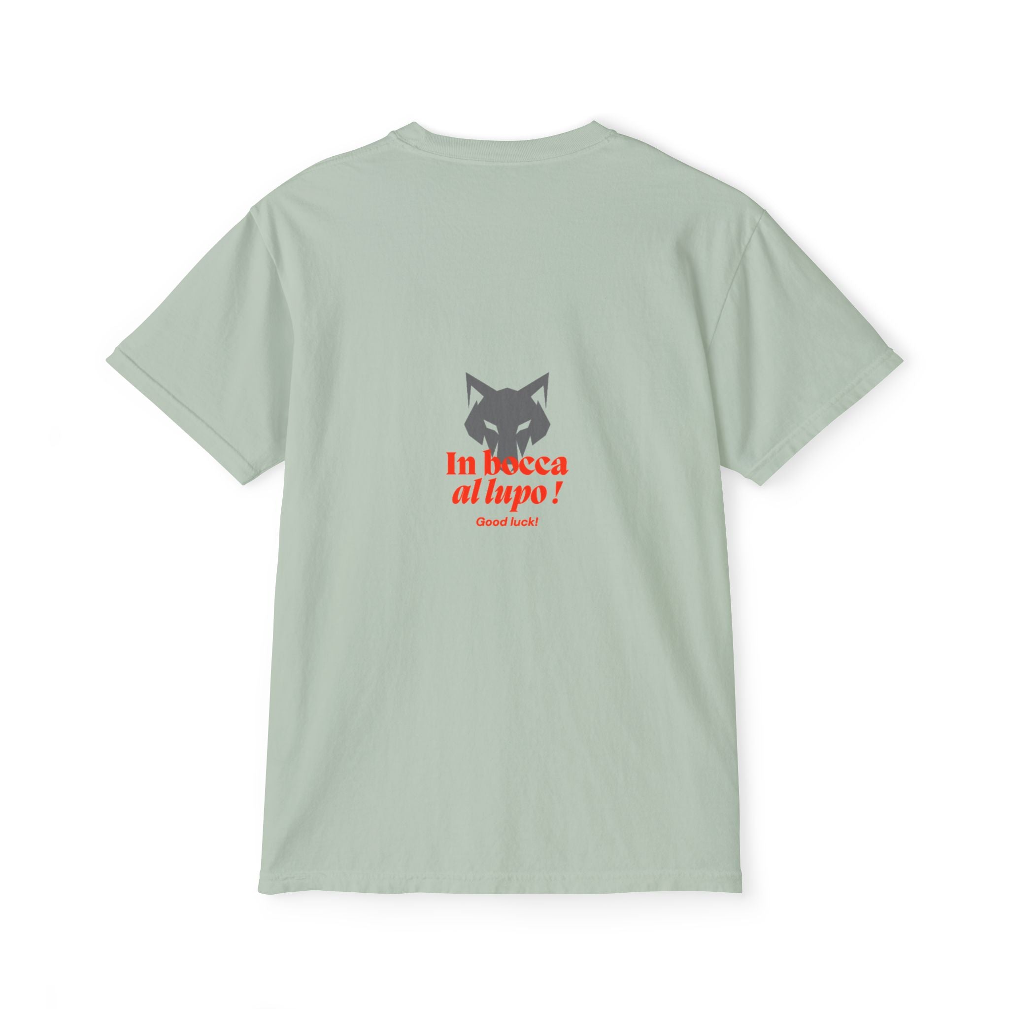 Faded Pocket T-Shirt — 'In bocca al lupo' Wolf Graphic Tee