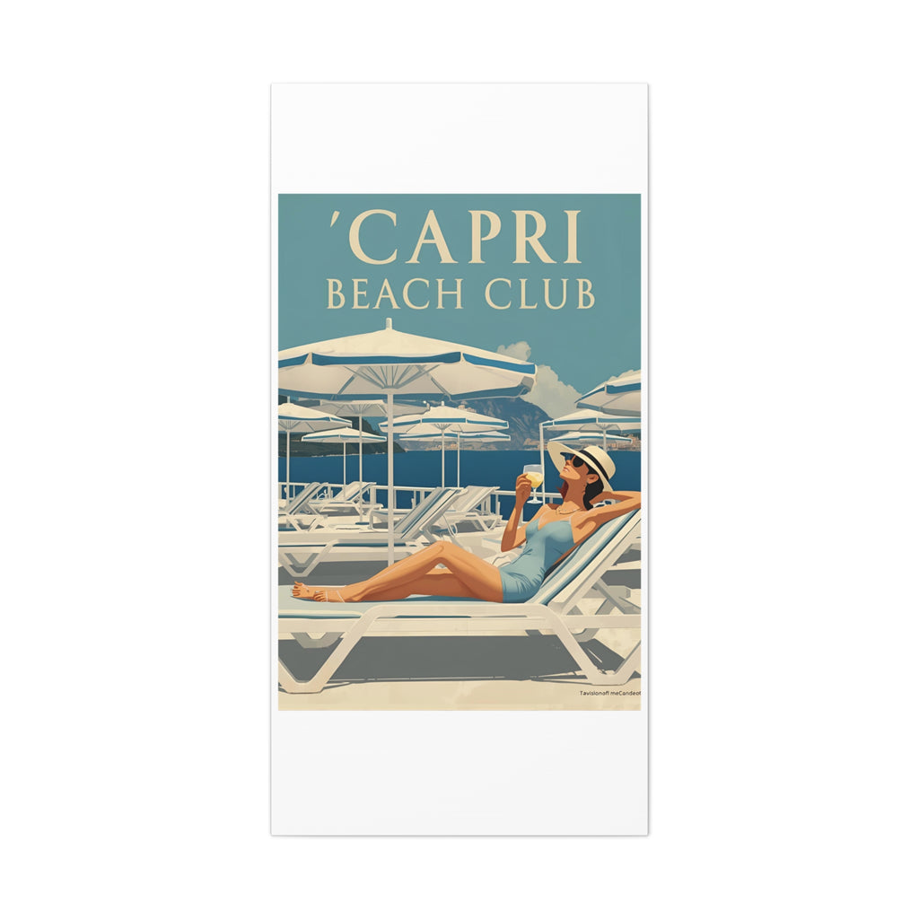 Capri Beach Club Retro Canvas Print - Decorative Wall Art