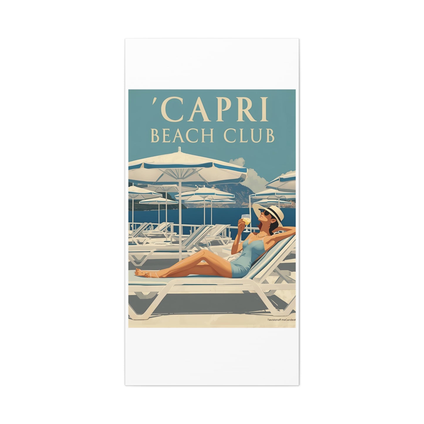 Capri Beach Club Retro-Leinwanddruck – Dekorative Wanddekoration