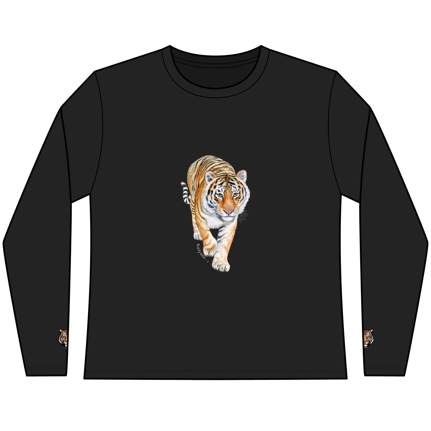 Tiger Black Long Sleeve Tee — with Sleeve Accent