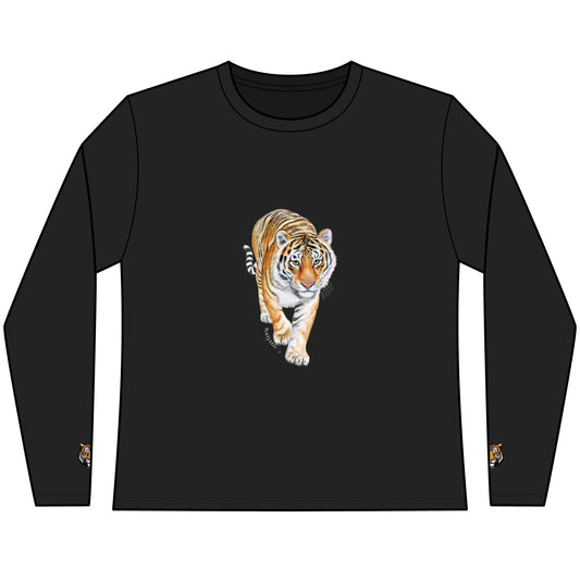 Tiger Black Long Sleeve Tee — with Sleeve Accent