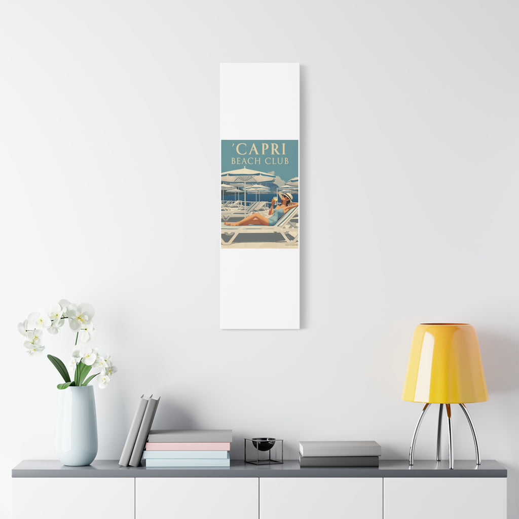 Capri Beach Club Retro Canvas Print - Decorative Wall Art