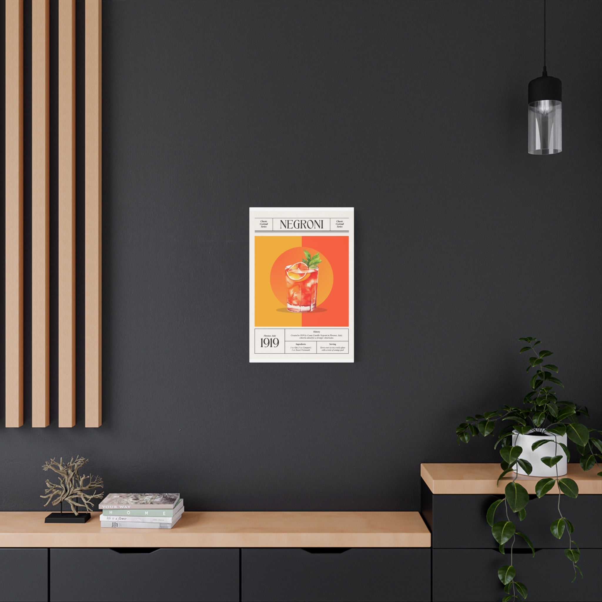 Negroni Cocktail Canvas Print – Vintage Classic Cocktail Recipe Art Poster