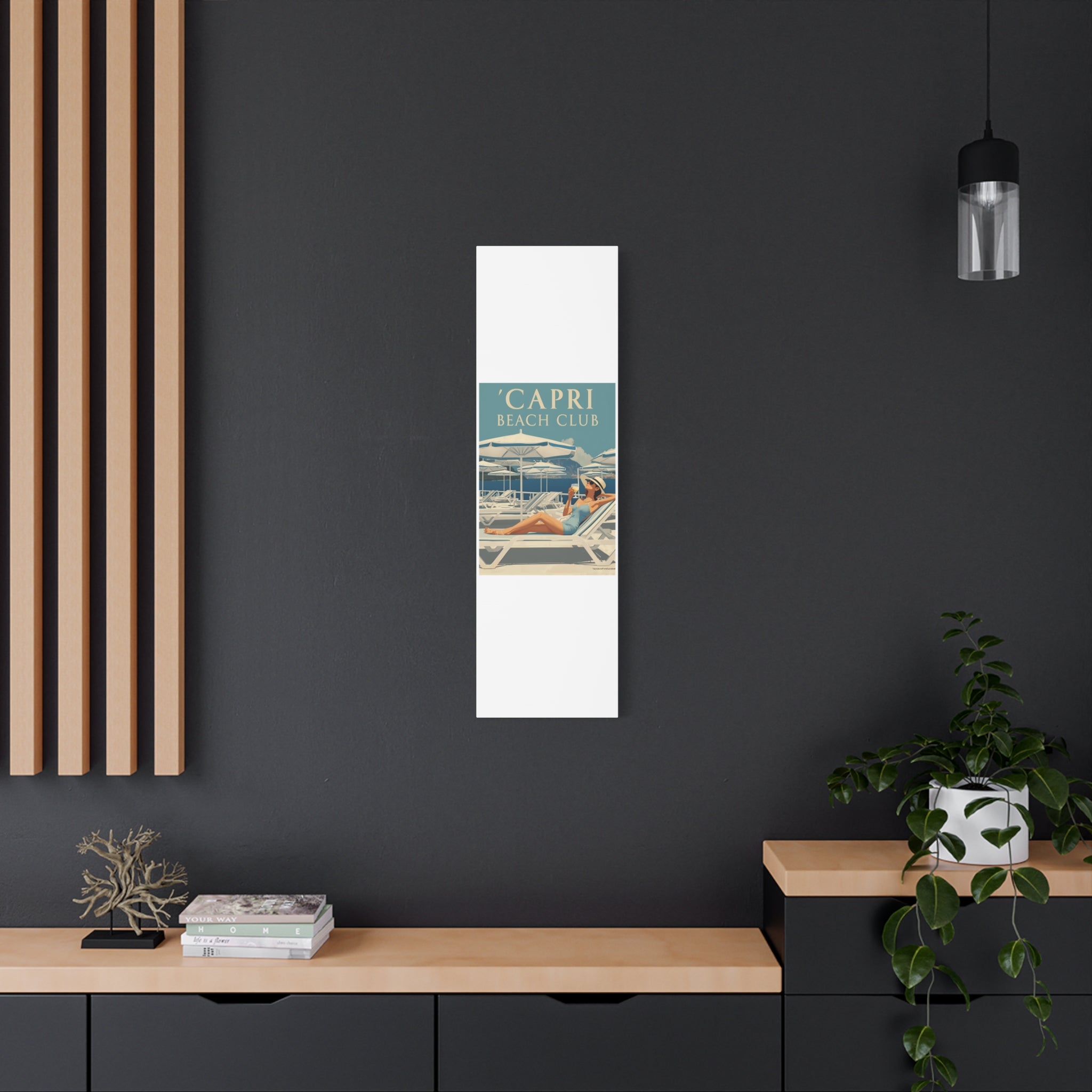 Capri Beach Club Retro Canvas Print - Decorative Wall Art
