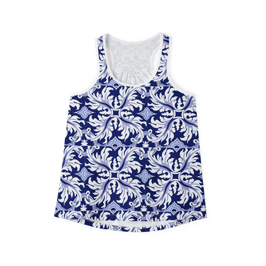 Blue Majolica Print Women's Tank Top