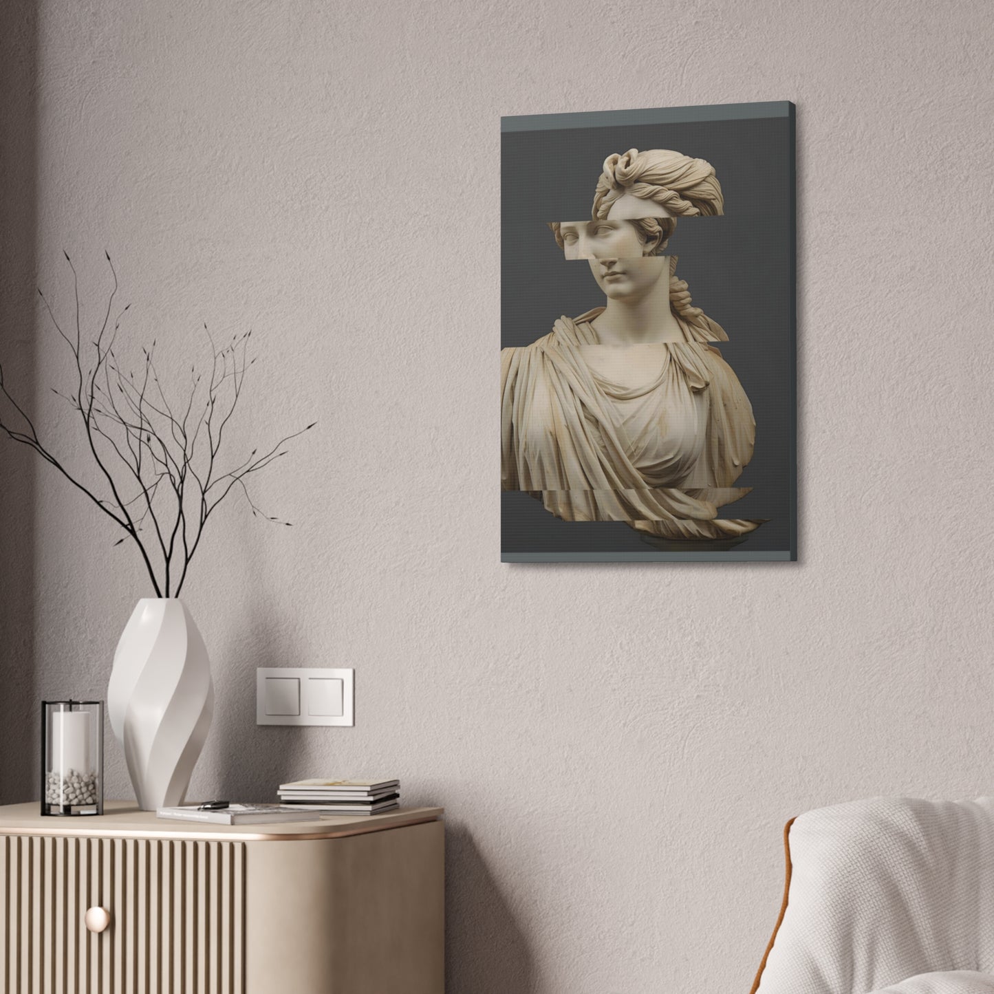 Abstrakte antike römische Frauenskulptur auf Leinwand