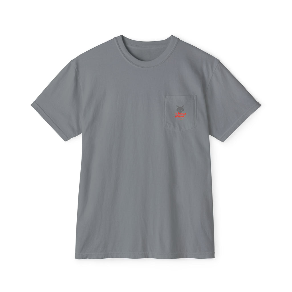 Faded Pocket T-Shirt — 'In bocca al lupo' Wolf Graphic Tee