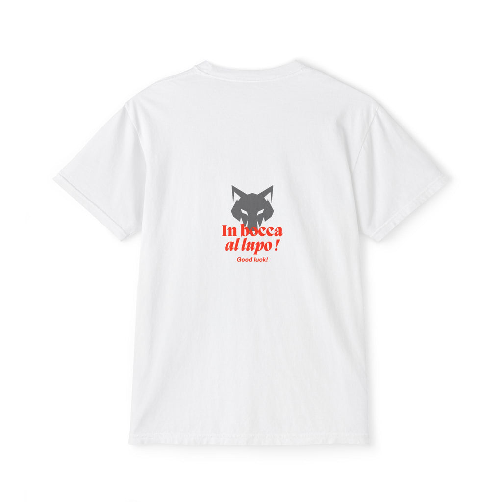 Faded Pocket T-Shirt — 'In bocca al lupo' Wolf Graphic Tee