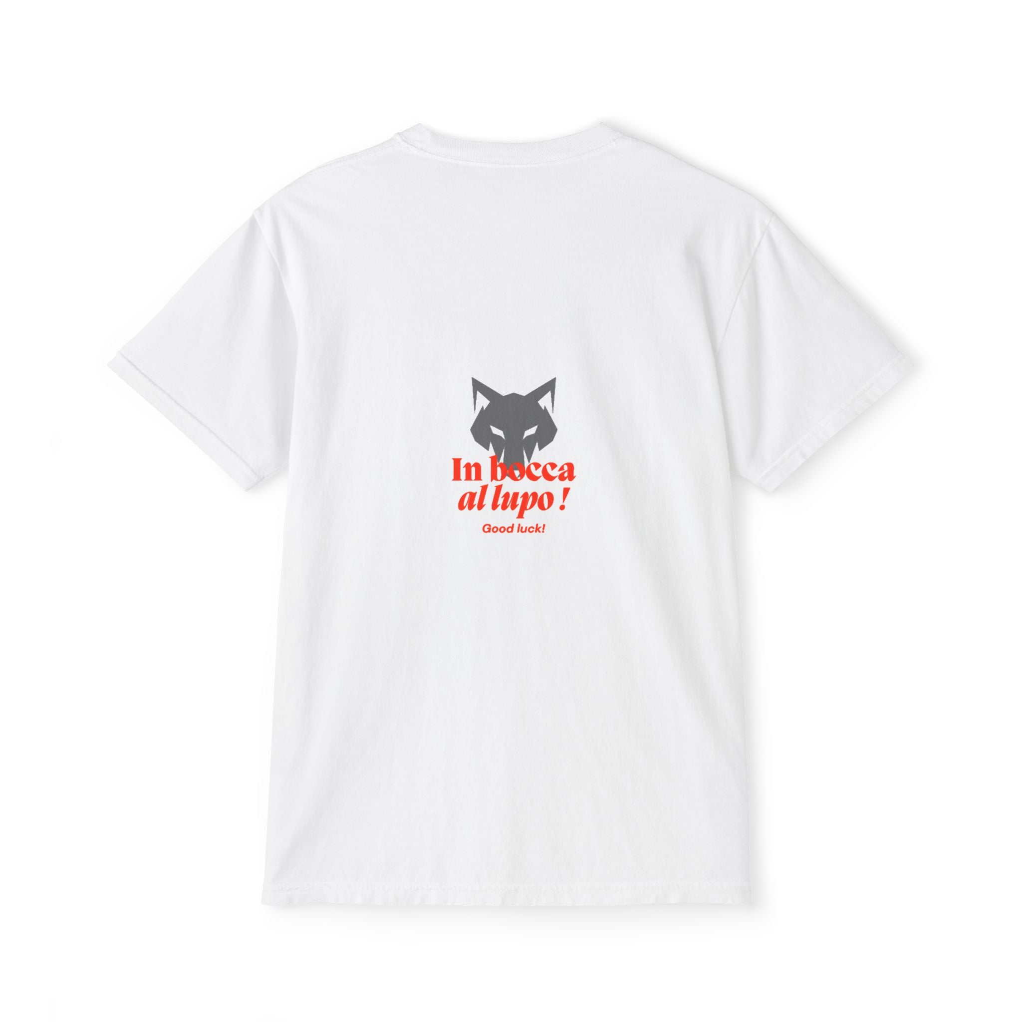 Faded Pocket T-Shirt — 'In bocca al lupo' Wolf Graphic Tee