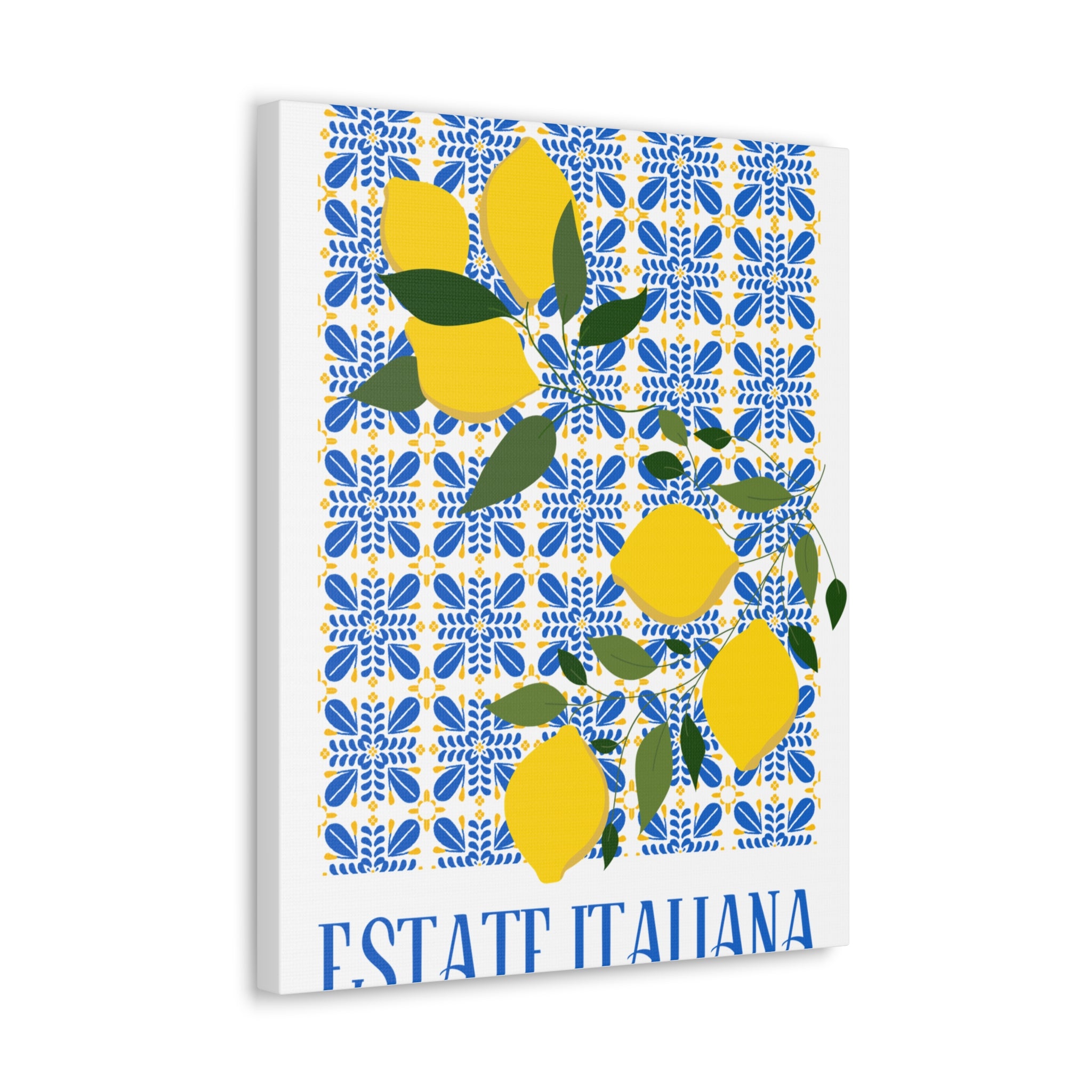 Estate Italiana - Italian Summer - Canvas Print - with decorative lemons and majolica tiles Decorative Wall Art
