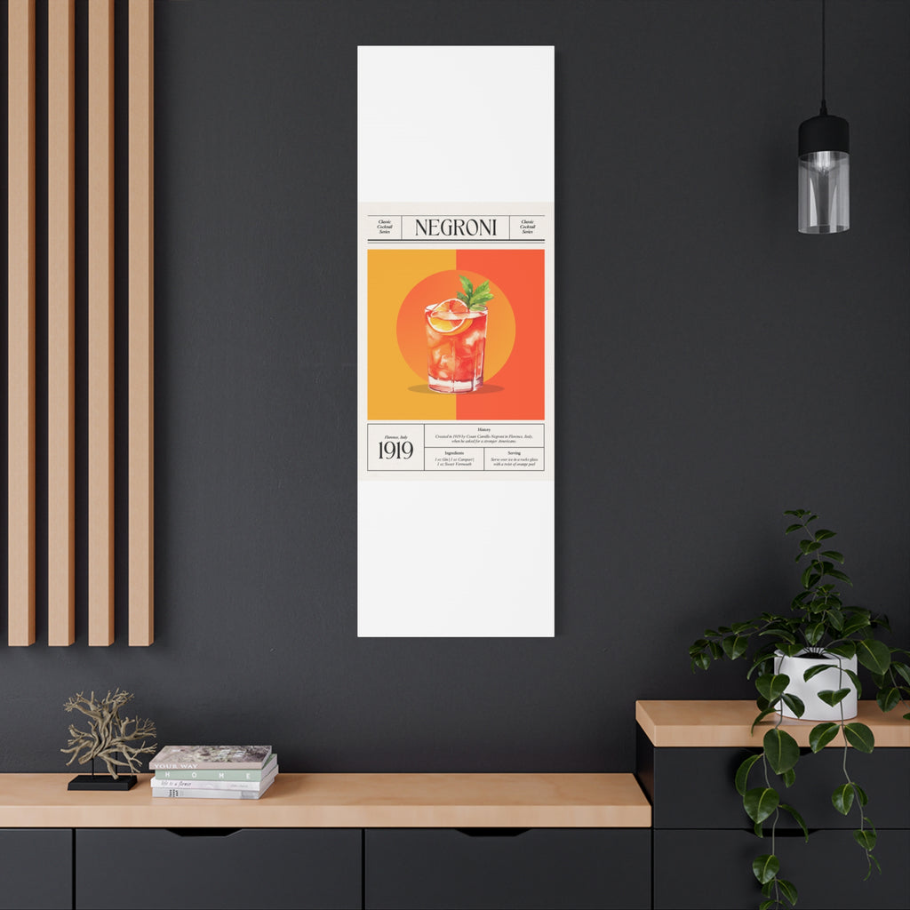 Negroni Cocktail Canvas Print – Vintage Classic Cocktail Recipe Art Poster