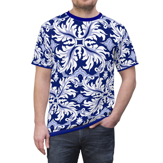 Italian Majolica Print T-shirt, Trendy Top