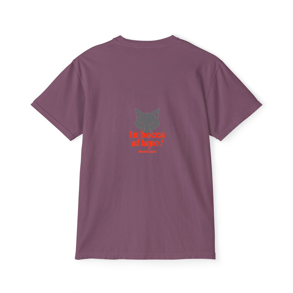 Faded Pocket T-Shirt — 'In bocca al lupo' Wolf Graphic Tee