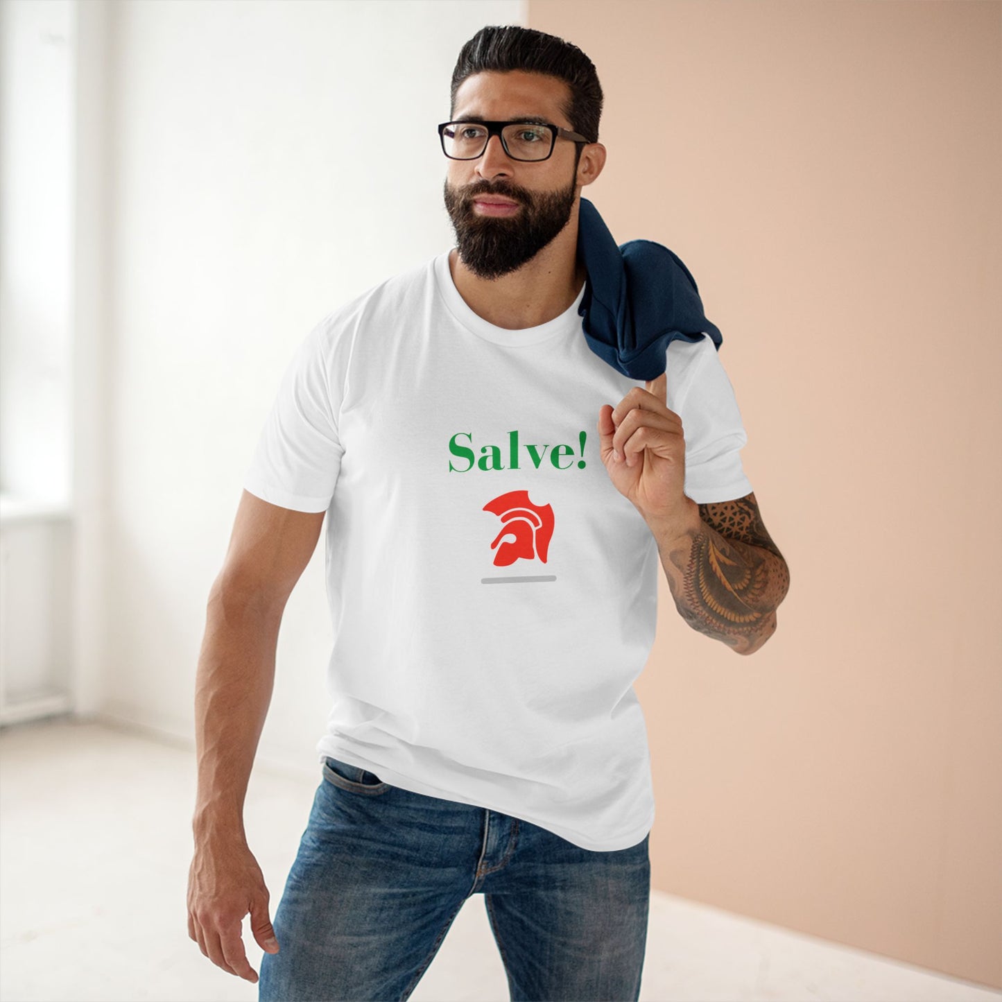 Salve! Roman Helmet Graphic Tee — Italian Heritage T‑Shirt