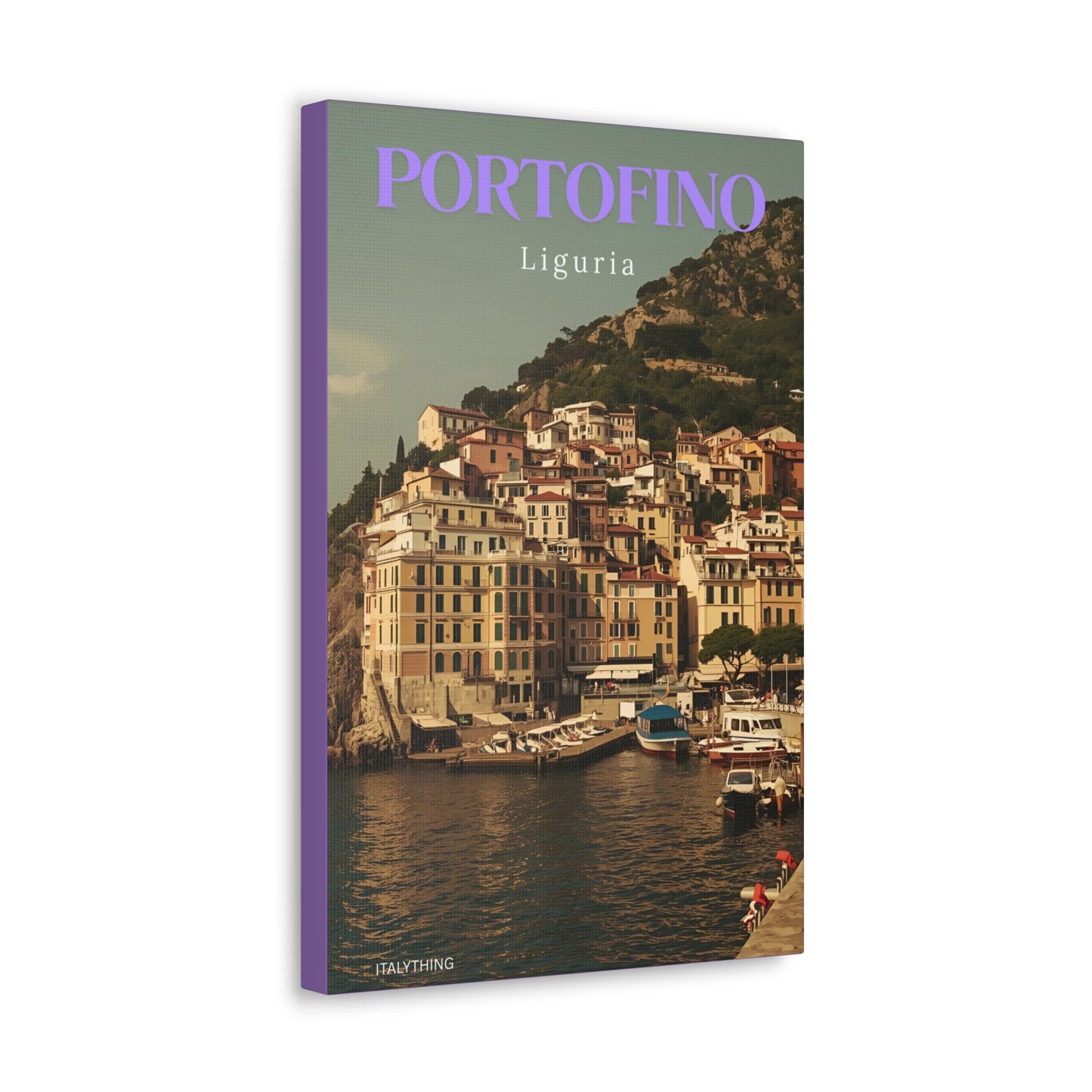 Leinwanddruck mit Hafenansicht Portofino – Dekorative Wanddekoration