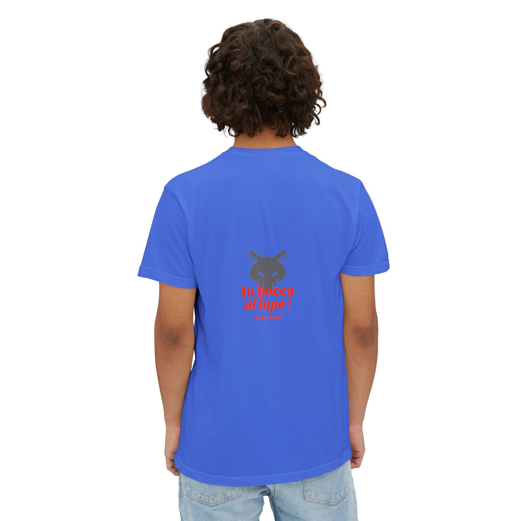 Faded Pocket T-Shirt — 'In bocca al lupo' Wolf Graphic Tee