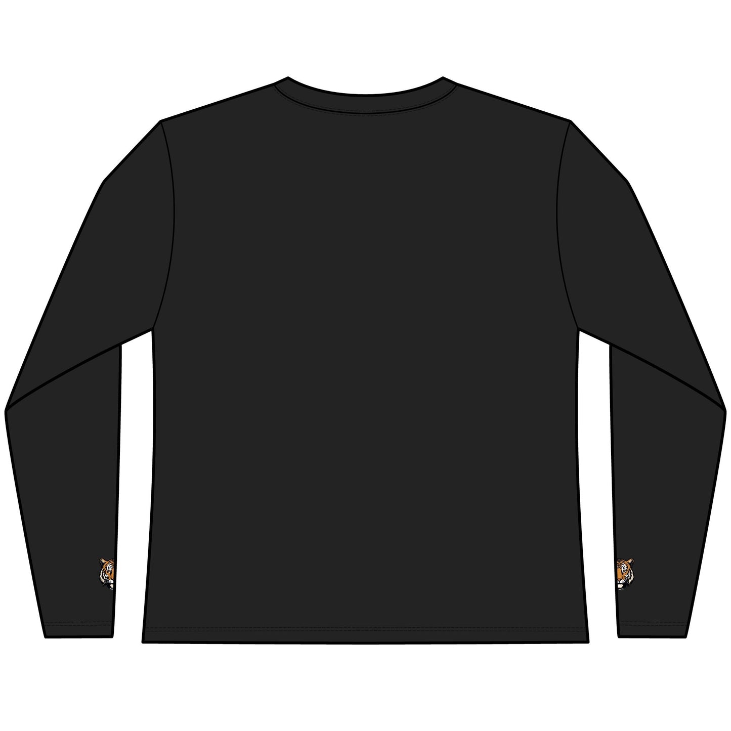 Tiger Black Long Sleeve Tee — with Sleeve Accent