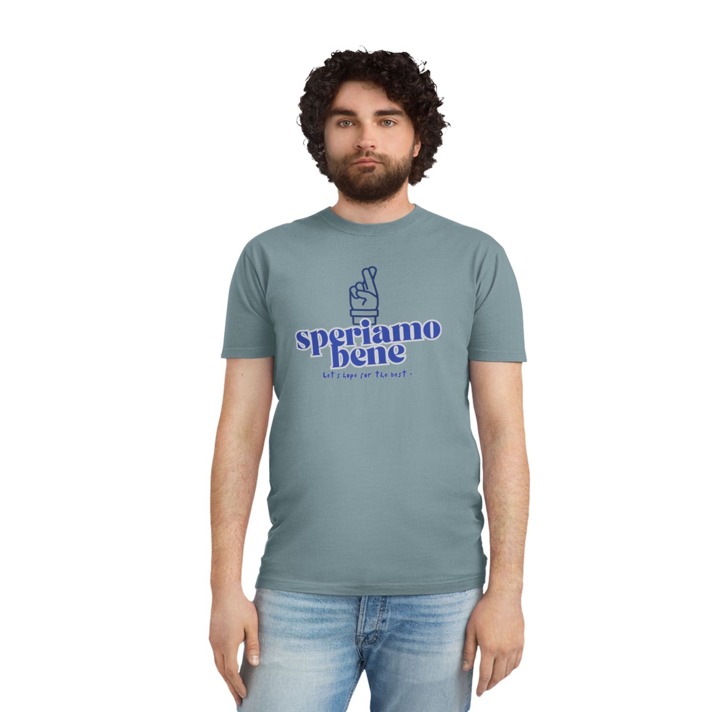 Niedliches Unisex-Shirt im Used-Look – Inspirierendes T-Shirt „Speriamo Bene“