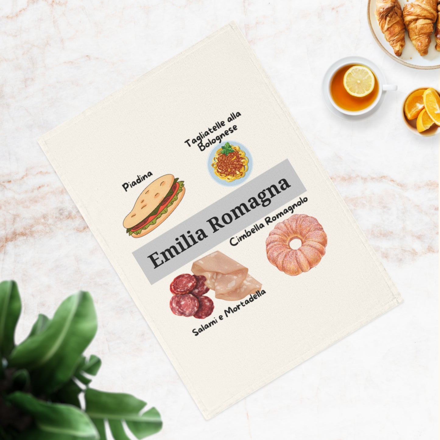 Emilia Romagna Cotton Tea Towel, Italian Cuisine Decor, Kitchen Gift, Foodie Accessory, Culinary Dish Towel
