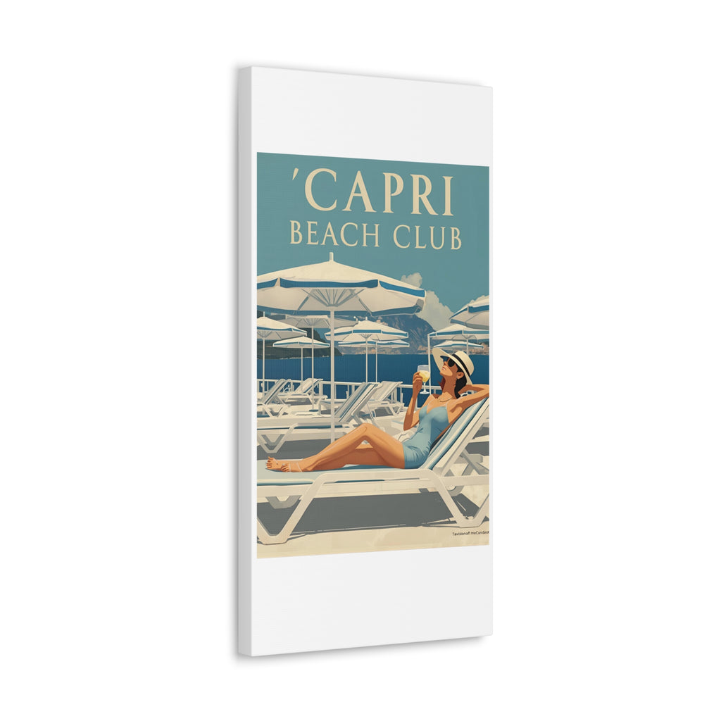 Capri Beach Club Retro Canvas Print - Decorative Wall Art