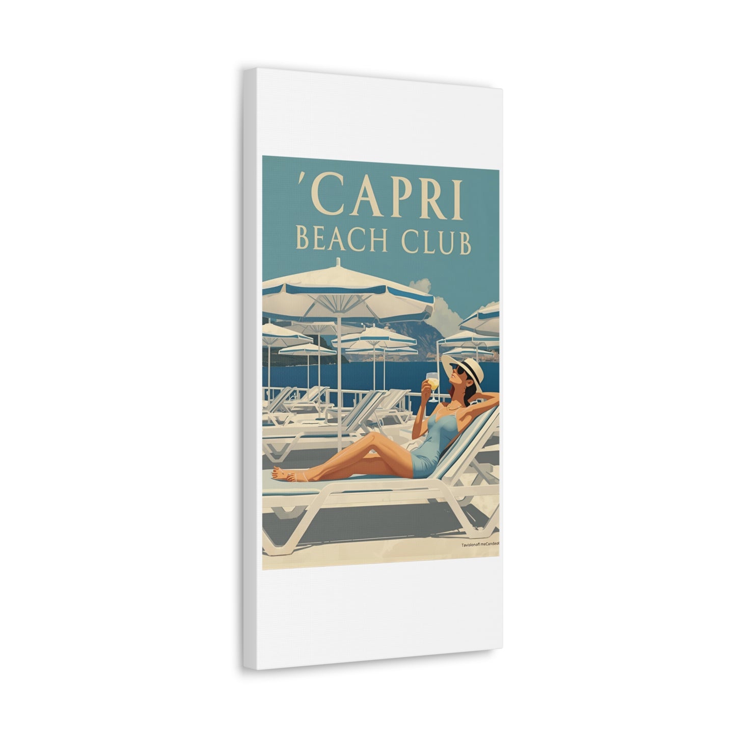 Capri Beach Club Retro-Leinwanddruck – Dekorative Wanddekoration