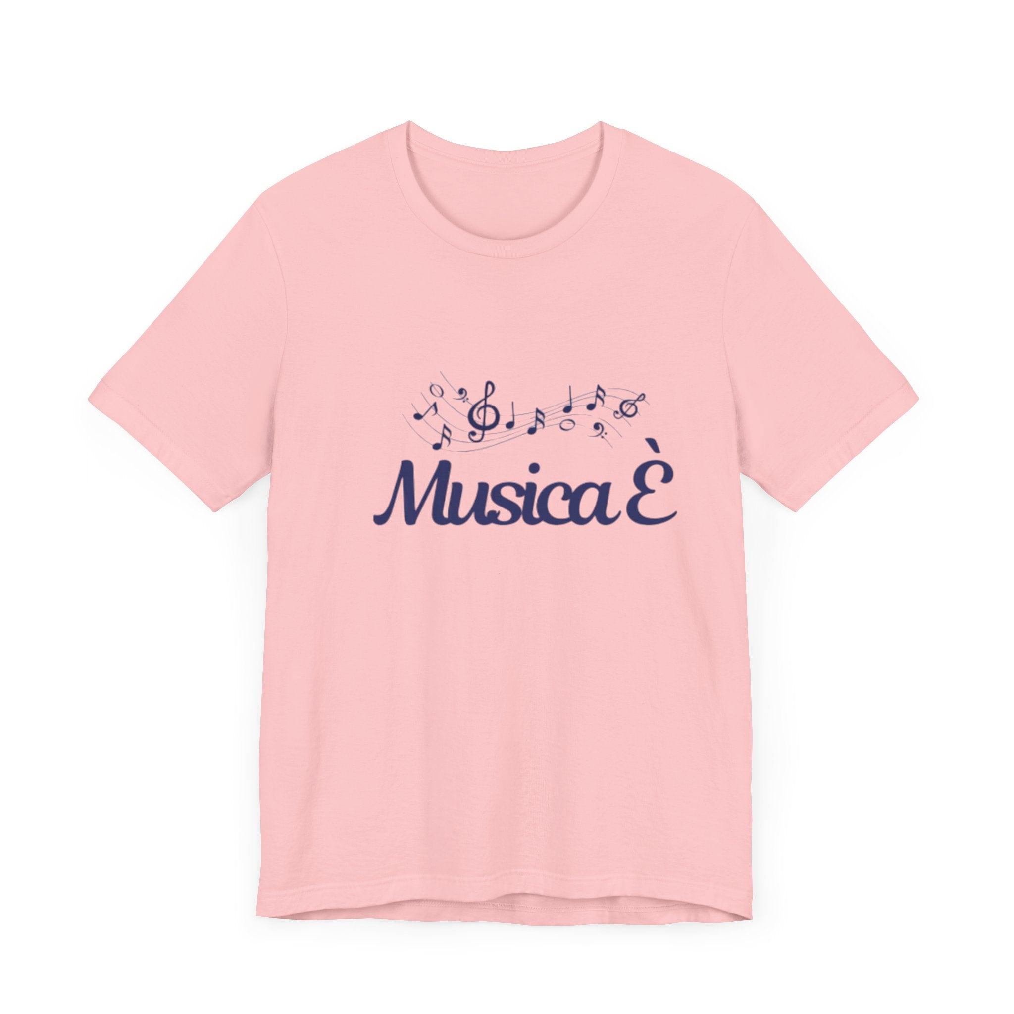 Italienisches Marken-T-Shirt aus Jersey mit kurzen Ärmeln: "Musica è..." (Musik ist...)