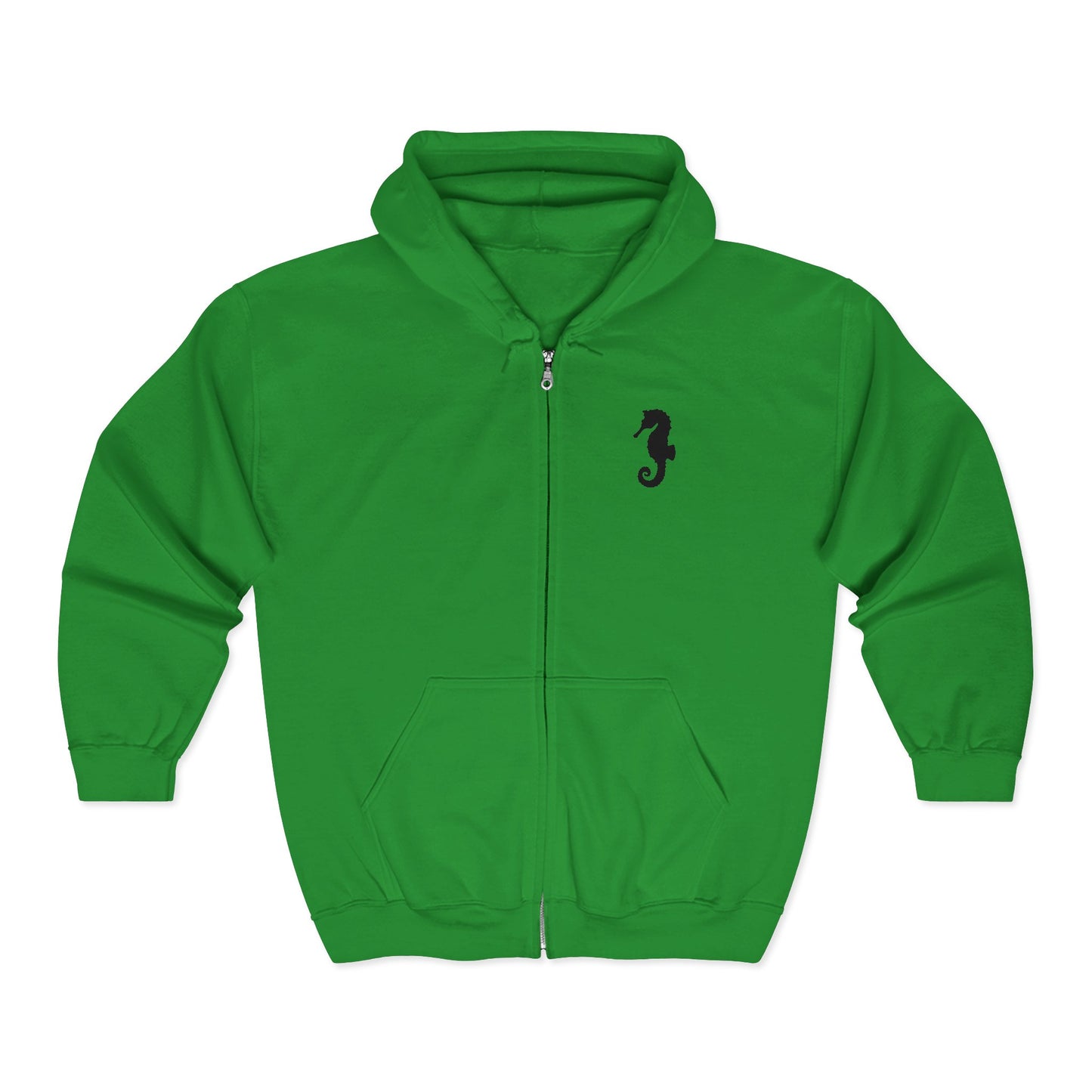 Seahorse & Anchor Zip Hoodie — Nautical Embroidered Full‑Zip Sweatshirt