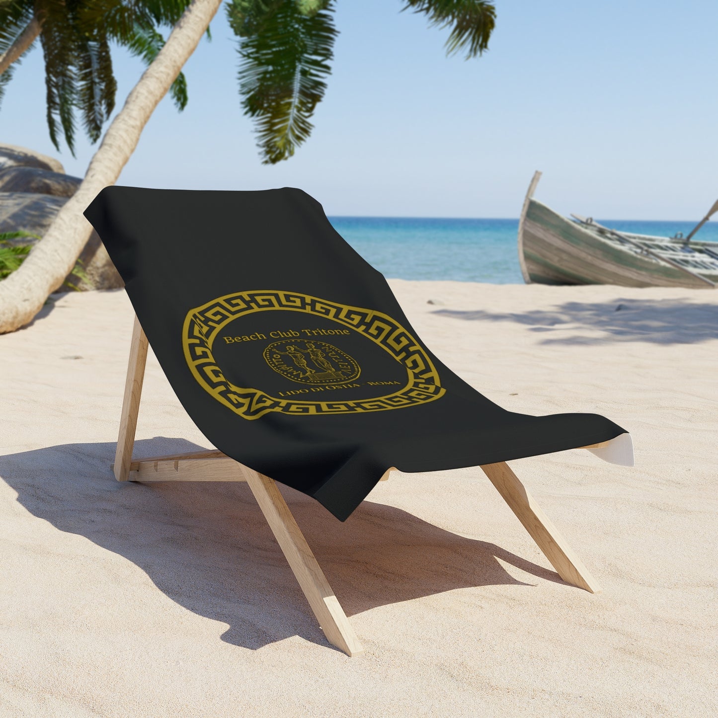 Rome - Ostia Beach Club Beach Towel - Black and Gold