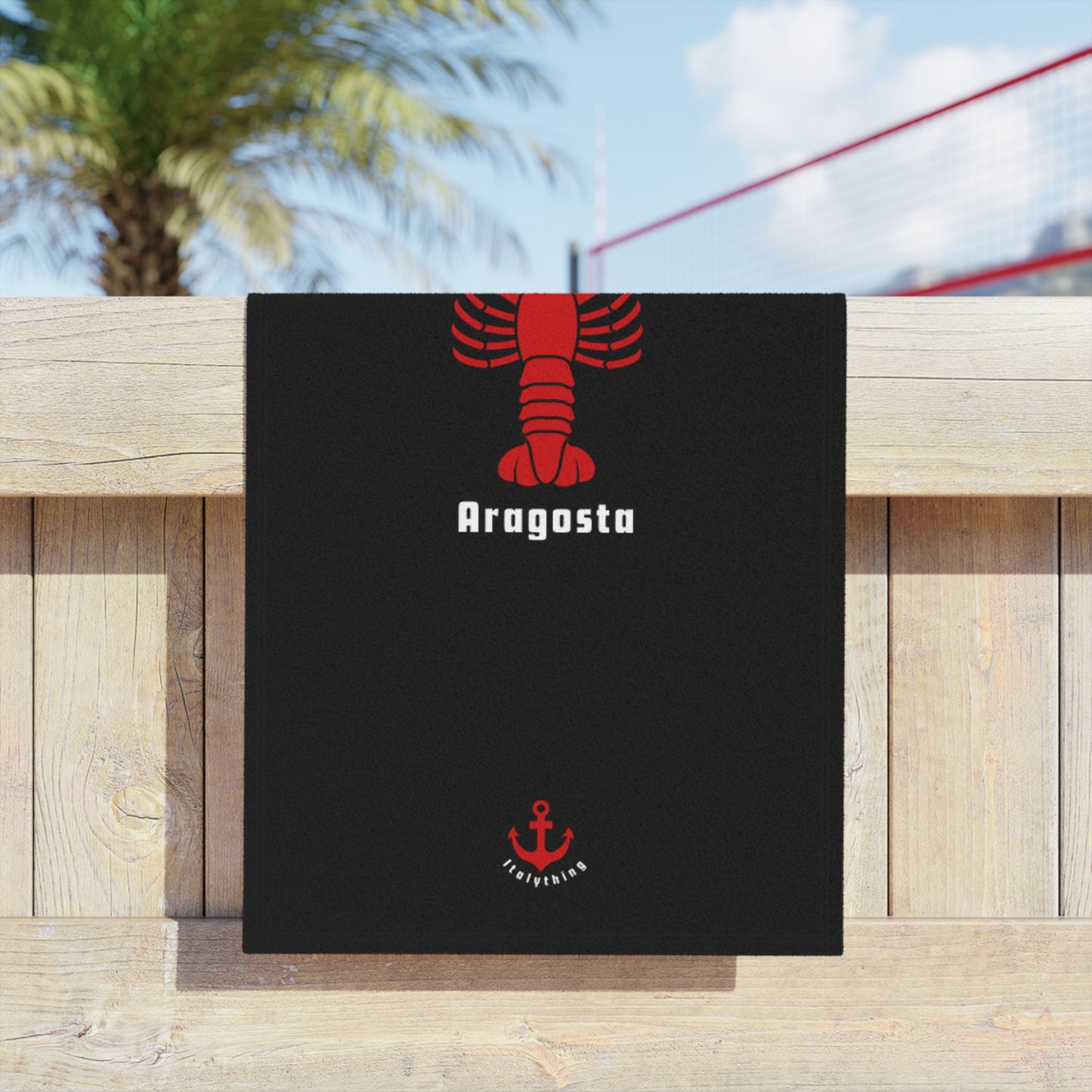 Beach Towel — Red Lobster (Aragosta) Nautical Design