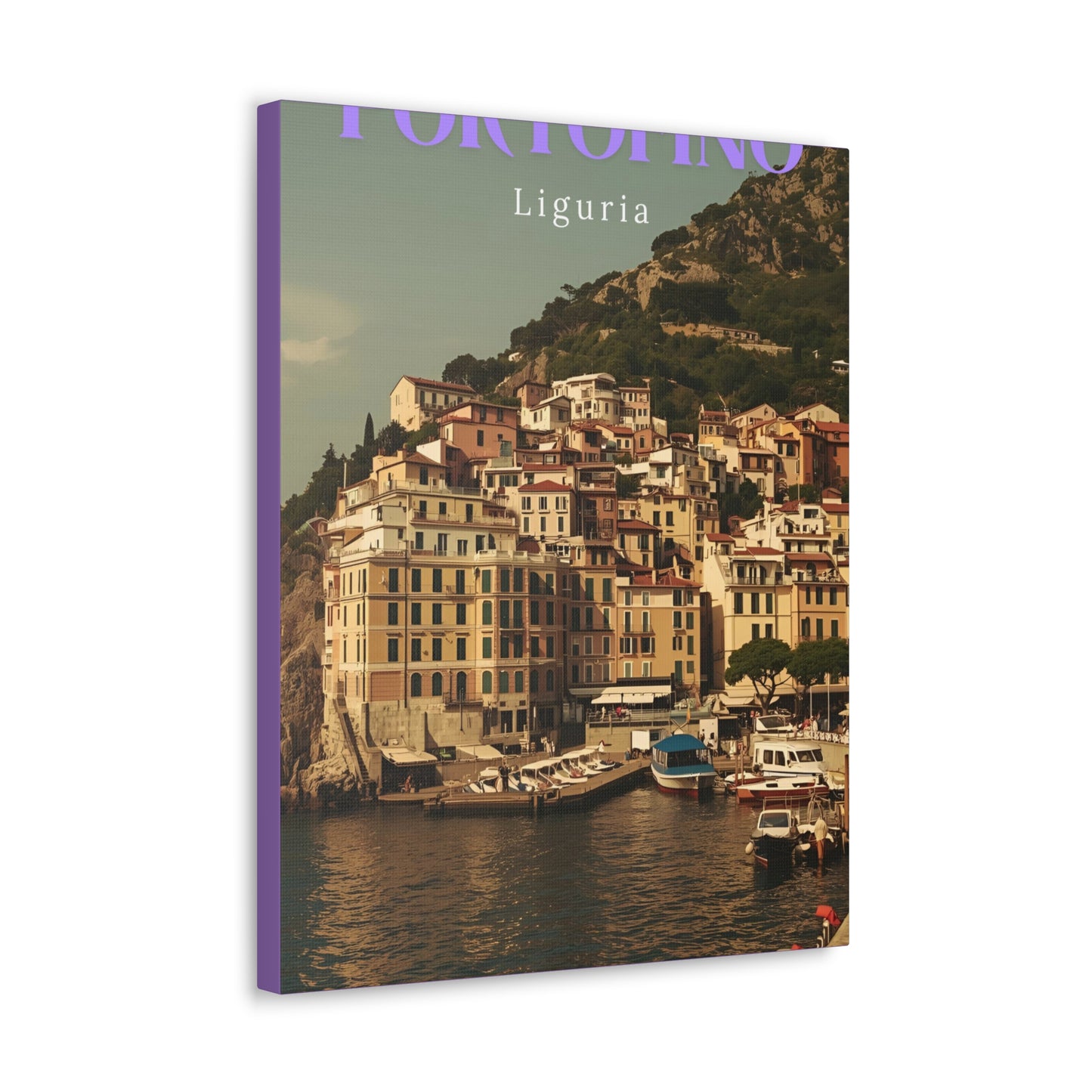 Leinwanddruck mit Hafenansicht Portofino – Dekorative Wanddekoration
