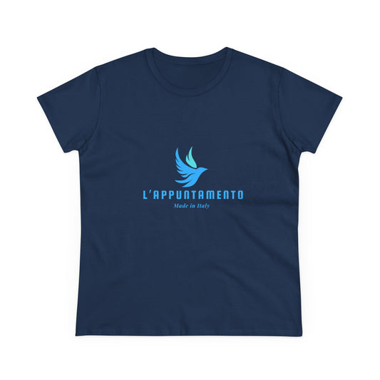 L'Appuntamento Italian Logo Women's Tee — Blue Bird Minimalist Cotton T-Shirt
