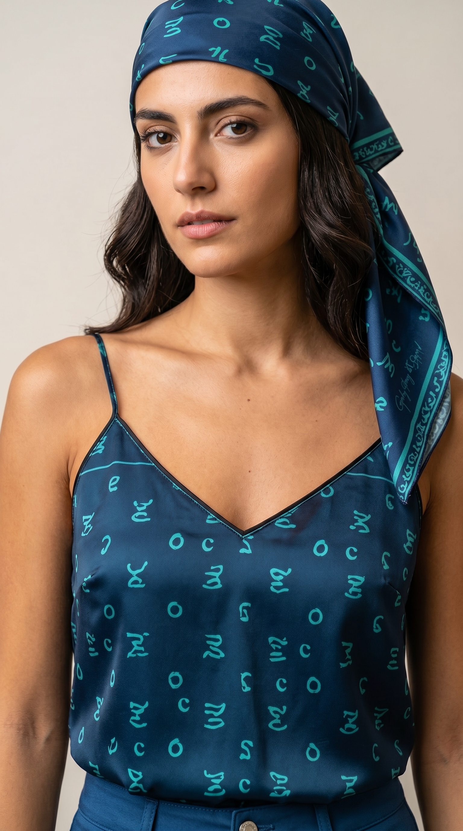Navy Lake Como Silk Camisole