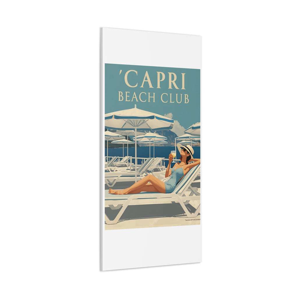 Capri Beach Club Retro Canvas Print - Decorative Wall Art