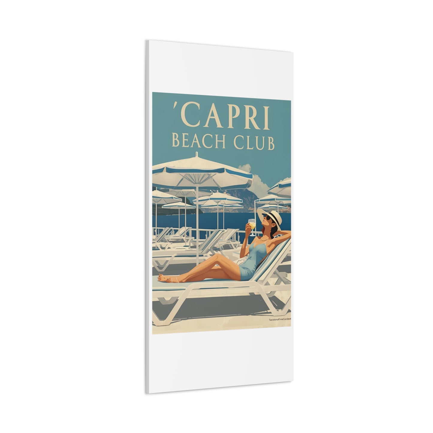 Capri Beach Club Retro-Leinwanddruck – Dekorative Wanddekoration