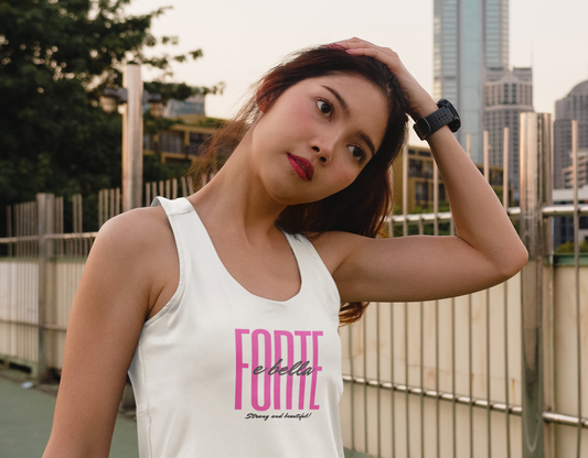 Forte e Bella Jersey Tank Top, Casual Summer Wear, Festival Outfit, Birthday Gift, Workout Gear, Graphic Tee