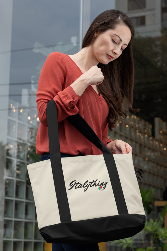 Canvas Tote Bag - 'Italything' Logo Zippered Beach & Travel Tote