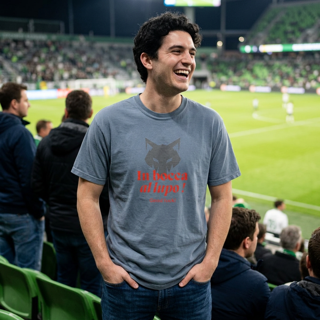 In Bocca al Lupo T-Shirt — Italian Good Luck Wolf Graphic Tee