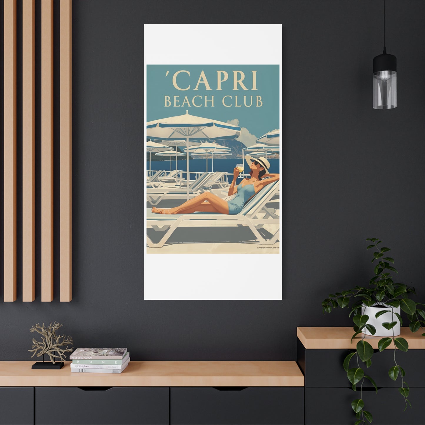 Capri Beach Club Retro-Leinwanddruck – Dekorative Wanddekoration