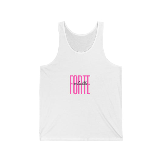 Forte e Bella Jersey Tank Top, Casual Summer Wear, Festival Outfit, Birthday Gift, Workout Gear, Graphic Tee