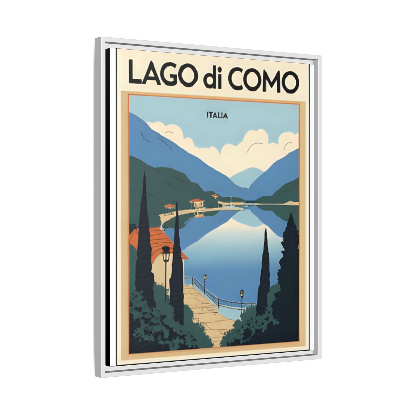 Scenic Framed Wall Art Print from the famous Como Lake, Lago di Como. Gift for Italian Lake Lovers.