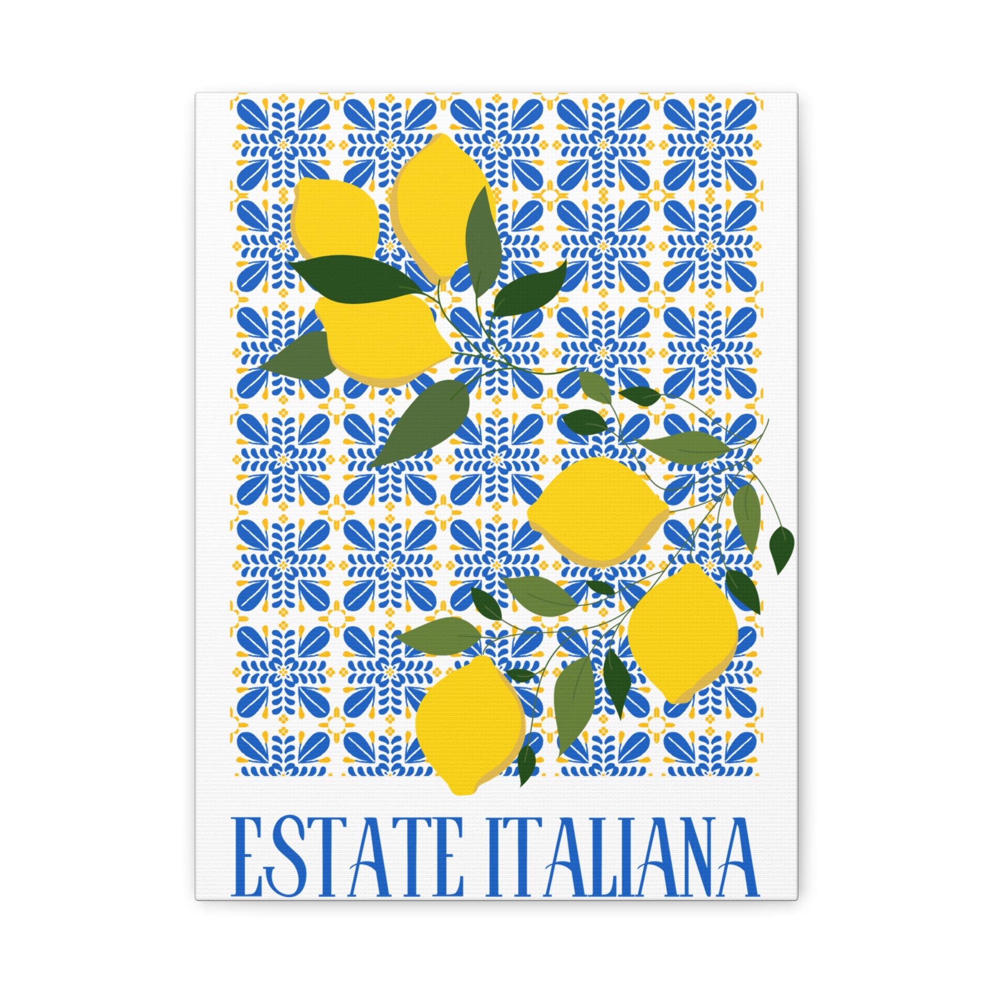 Estate Italiana - Italian Summer - Canvas Print - with decorative lemons and majolica tiles Decorative Wall Art