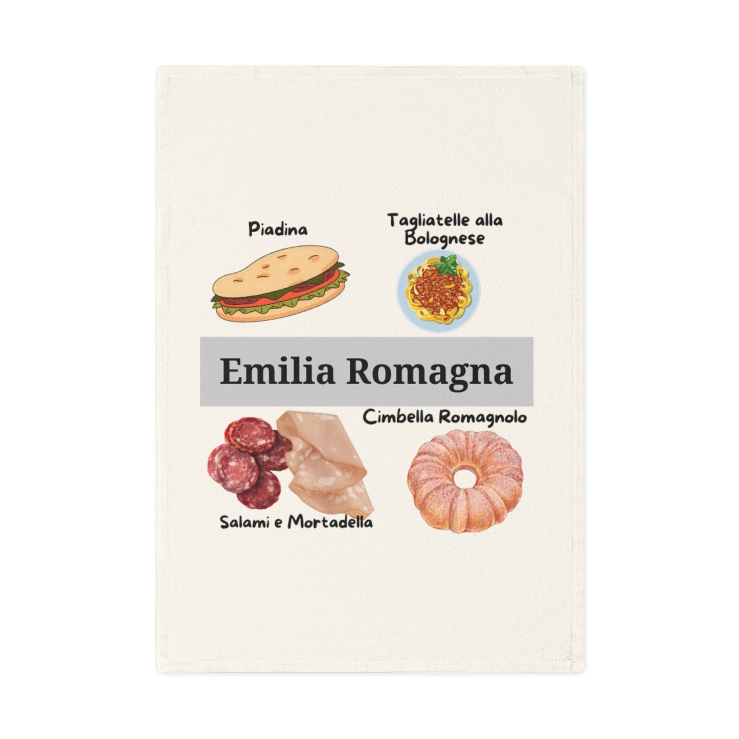 Emilia Romagna Cotton Tea Towel, Italian Cuisine Decor, Kitchen Gift, Foodie Accessory, Culinary Dish Towel