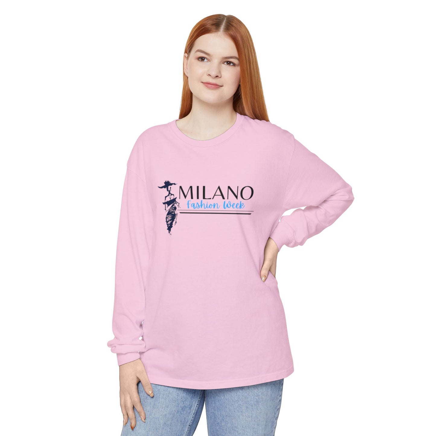 Milan Fashion Week Long Sleeve Tee, Trendy Long Sleeve Top, Milano Fashion Shirt, Casual Wear for Fashion Lovers