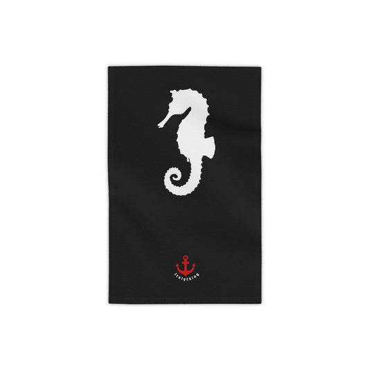 Seahorse Anchor Beach Towel – Nautical Black Coastal Beach Towel