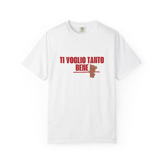 Unisex Garment-Dyed T-Shirt with 'TI VOGLIO TANTO BENE' Print, Cute Love Tee, Casual Everyday Wear, Gift for Him/Her, Perfect for [...]