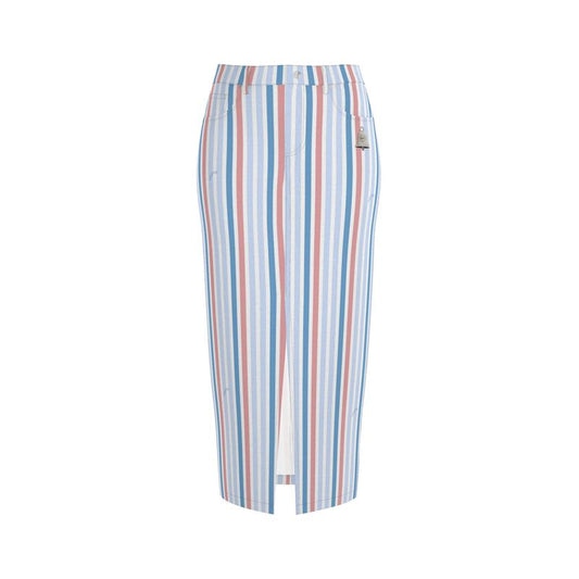Denim Maxi Skirt Pastel Stripes